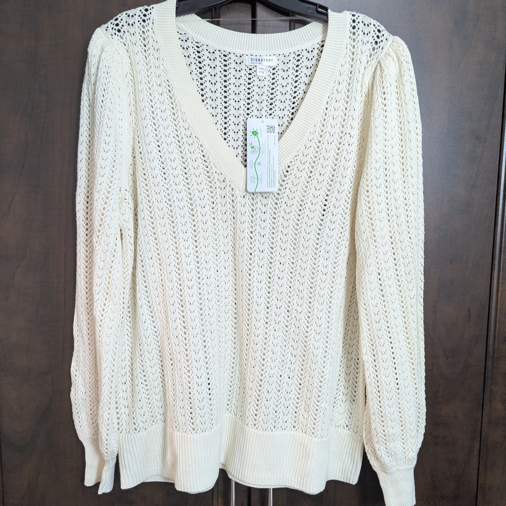 Elegant Cream V-Neck Sweater